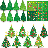 24/48 Sets Christmas Tree DIY Craft Kit Create Holiday Greeting Cards With Stickers For Xmas