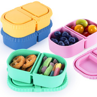 2/4 Sets Silicone Snack Container Double Compartment Snack Box For Sauce