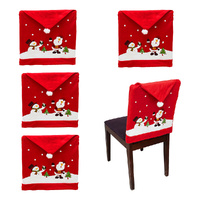 4/6pcs Christmas Chair Covers Xmas Chair Slipcovers Santa Hat Chair Back Covers
