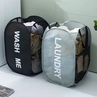 2 Pack Portable Mesh Pop Up Laundry Hamper Wide Opening Breathable Collapsible