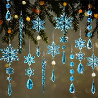 18pcs Crystal Christmas Ornaments For Xmas Tree Decor Hanging Acrylic Pendant