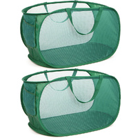 2/4 Pack Wide Open Handy Laundry Collapsible Mesh Pop Up Hamper With Side Pocket
