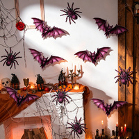 36Pcs Halloween Decor 3D Bat Spider Wall Stickers Halloween Party Decorations Bats Wall Stickers