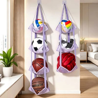 2 Pack Mesh Hanging Ball Storage Bag Wall Mount Sports Organizer for Basketball Football Volleyball