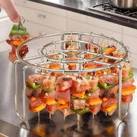 Stainless Steel Grill Rack Detachable String Grill Barbecue Skewer Bracket 24/48 Skewer Holder