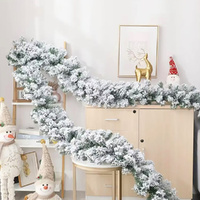 1.8M/2.7M Christmas Garland Artificial Snow Flocked Garland Artificial Green Pine Rattan Wreath