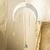 Moon Suncatcher Hanging Crystal Dream Catcher Macrame Ornament Prism Crystal Sun Catcher Home Decor