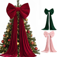 2M Long Velvet Christmas Bow Hanging Bow for Mirror Christmas Velvet Bow Xmas Tree Bow
