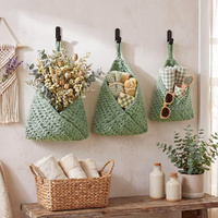 3Pcs Handwoven Hanging Wall Vegetable Fruit Storage Basket Organizer Basket Decor for Kitchen Garden