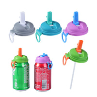 4/8psc Colorful Silicone Can Lids With Straw Portable Beverage Cover For Car Gym Travel Accessories