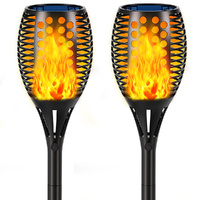 1/2 Pack Solar Torch Lights Flickering Dancing Flames Lights Waterproof Outdoor Auto On/Off