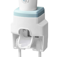 Punch-free wall hanging automatic toothpaste squeezer device toothbrush holder