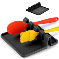 2 pack silicone utensil rest with drip pad for multiple utensils