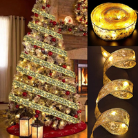 10M Christmas Decoration LED Ribbon Lights DIY Lace Bows String Lights