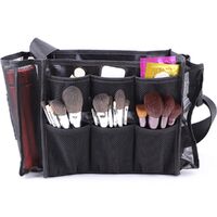 Makeup Artist Makeup Brush Organizer Bag Mesh Cosmetic Bags Makeup Tool Bag-Black