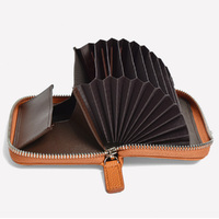 Card Holder Leather Credit Card Holder Women Zipper Pocket Wallet