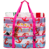 Mesh Beach Bag Large Tote Bag For Family Vacation Essentials With 9 Pockets