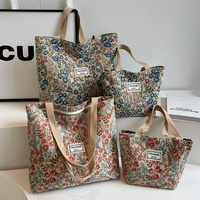 2pcs Canvas Tote Bags for Work Commuting Carrying Bag College Shoulder Bag(S+L)
