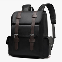Belt Buckle Backpack British Retro Casual Bag Soft PU Leather Backpack School Bag