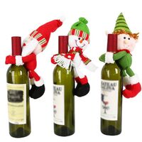3PC Christmas Wine Bottle Cover Santa Claus Bottle Cover Dinner Table Christmas Decorations