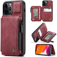Double Magnetic Clasp Zip Card Holder Wallet Case-iPhone 13 Pro