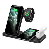 4 in 1 foldable Wireless Charging Dock for iphone ,Airpods and  iWatch-Black