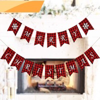 Merry Christmas banner with two snowflake flags