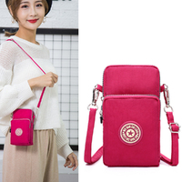 Women's mobile phone bag with adjustable shoulder strap-rose red