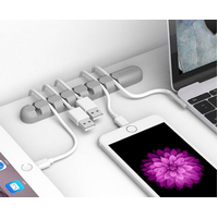 Cable Management Cord Organiser with Seven-Channel Desk Cable Clips-Grey