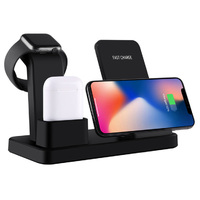 Fast 3 in 1 Wireless Station Charging Charger Dock-Black