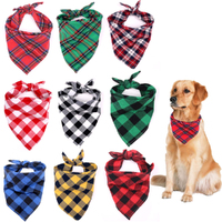 9Pcs Pet Bandanas Classic Triangle Plaid Dog Scarf Bow Ties Stylish  Scarf-9 Color