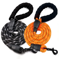2 Pack Strong Leash Pet Reflective Leash For Small Medium Large Dog-Black&Orange