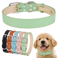 2 Pack Soft Breathable Pu Leather Dog Collar For Small Medium Large Dogs-Brown