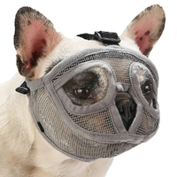 Short Snout Dog Muzzles Adjustable Muzzle Pet Mouth Mask Breathable Muzzle-Gray