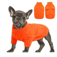 Small Dog Pullover Sweater Cold Weather Knitwear Thick Warm Clothes-Orange