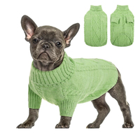 Small Dog Pullover Sweater Cold Weather Knitwear Thick Warm Clothes-Green