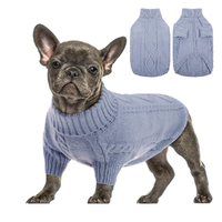Small Dog Pullover Sweater Cold Weather Knitwear Thick Warm Clothes-Blue Gray