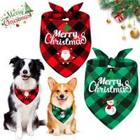 2 Pack Dog Bandana Christmas Classic Plaid Pet Scarf Triangle Bibs Kerchief