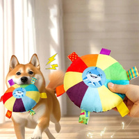 2Pcs Funny Rainbow Velvet Flying Saucer Dog Toy Outdoor Interactive Training Toy