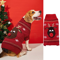 Christmas Pet Clothing Dog Clothes Winter Cloth Red Nosed Deer Pet Sweater-Red