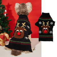 Christmas Pet Clothing Dog Clothes Winter Cloth Red Nosed Deer Pet Sweater-Black
