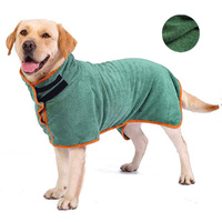 Dog Bathrobe Absorbent Pet Quick Drying Bath Towel Dog Bath Towel Bathrobe-Green