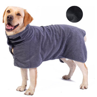 Dog Bathrobe Absorbent Pet Quick Drying Bath Towel Dog Bath Towel Bathrobe-Gray