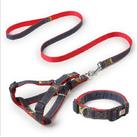 Adjustable Jean Denim Dog Leash and Collar Set
