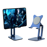 Foldable Adjustable desk Stand Holder for iPhone and iPad-Navy Blue
