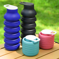 600ml Collapsible Water Bottles Silicone Foldable Portable Travel Leakproof Sports Water Bottle