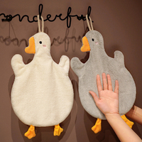 2pcs Cartoon hand towel coral fleece absorbent and hangable hand towel