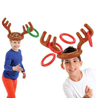 Inflatable Antler Reindeer Hat Ring Toss Xmas for Birthday Party Game Holiday 