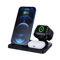 15W 3 in 1 Multi-Function Wireless Fast Charger-Black