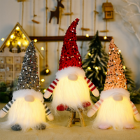 3 pcs Christmas Gnome Santa Light with Bling Hat Christmas Party Decor Home Table Decoration